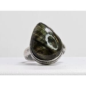 Vintage Beautiful Handmade Costume Ring With Pear Stone Ring Size 8.5